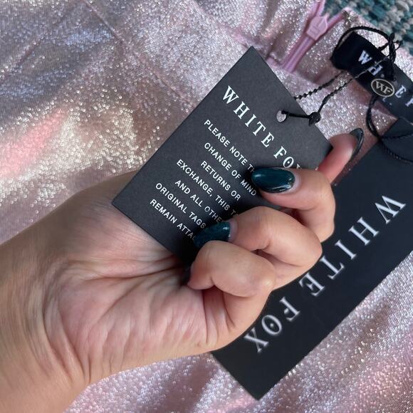 White Fox Boutique Stargazing Pants and All Mine Crop Top Set Baby Pink - Size L - Picture 8 of 16